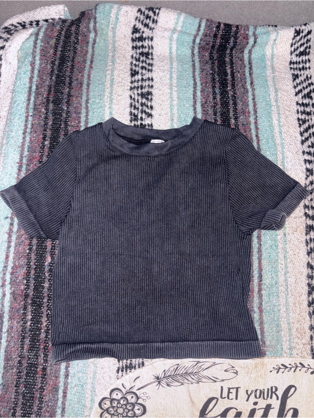 Women's Ribbed Short Sleeve crop Top - Black